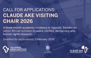 Nordic Africa Institute Claude Ake Visiting Chair 2026 (Funded) nordic-africa-institute-claude-ake-visiting-chair-2026-(funded)
