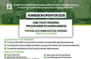 Leventis Foundation Nigeria Agricultural Training Programme 2026 leventis-foundation-nigeria-agricultural-training-programme-2026